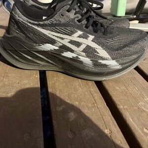 Asics Black and White Athletic Shoes with Breathable Mesh